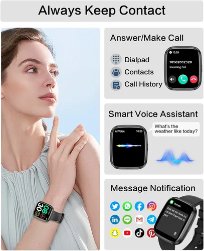 Miniatura 2 de Relojes inteligentes para hombres/mujeres, llamada Bluetooth de 1.75 pulgadas, reloj inteligente de voz AI, monitor de frecuencia cardíaca 24/7