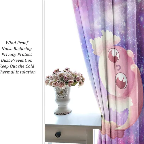 Miniatura 6 de Cortinas abstractas de ajolote con diseño de galaxia, colorido, peces, animales, ajolote, aislamiento térmico, oscurecimiento y reducción de ruido