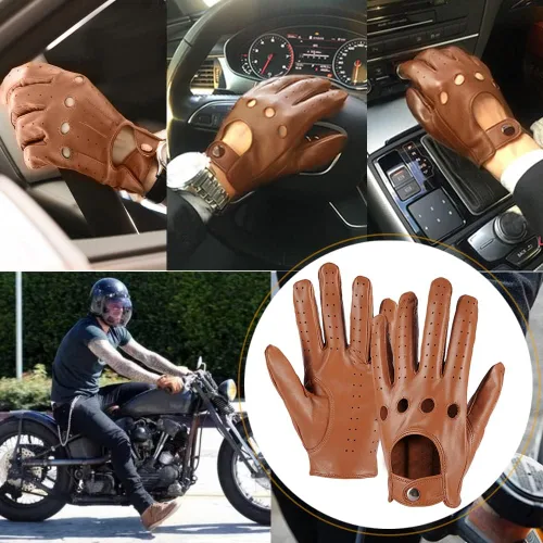 Miniatura 3 de Guantes de conducción de cuero sin forro para pantalla táctil para hombre
