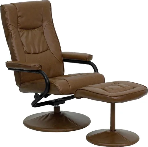 Miniatura 13 de Flash Furniture Rachel - Silla reclinable de LeatherSoft contemporánea multiposición con otomana, silla reclinable giratoria de 360 grados y juego