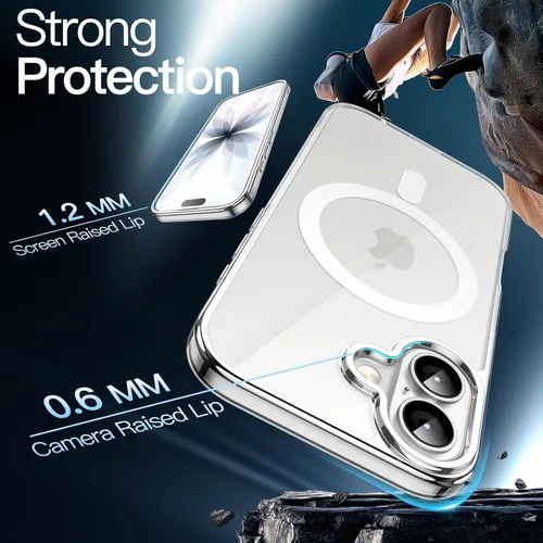 Miniatura 5 de JETech Funda magnética para iPhone 17 de 6.3 pulgadas, compatible con MagSafe, protector de teléfono a prueba de golpes, parte trasera transparente