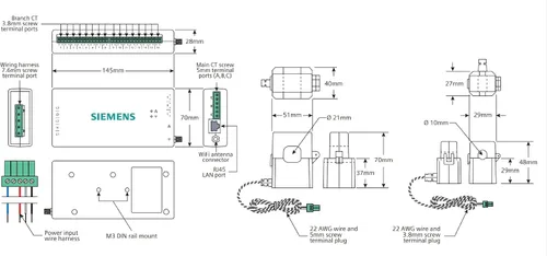 Miniatura 6 de SIEMENS Inhab Monitor de Energía Inteligente para el Hogar con Sensores de Nivel de Circuito de 16-50 Amperios y 2 Sensores Principales de 200
