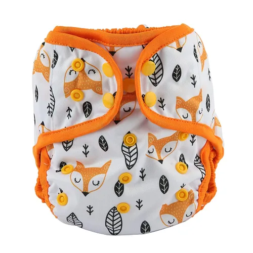 Miniatura 10 de Funda de pañal de tela de talla única con refuerzo doble (dinosaurio bebé), talla única