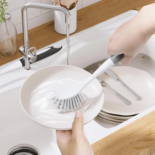 Miniatura 8 de Amazer Cepillo para Platos, Paquete de 2 Cepillos Fregaplatos con Mango, Cepillos para Platos de Cocina, Cepillo de Fregar con Cerdas Rígidas