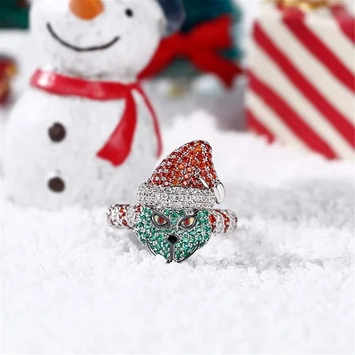 Miniatura 3 de Jeulia Anillo de compromiso de plata de ley inspirado en monstruos de Navidad, anillo de compromiso de circonita cúbica, anillo de compromiso