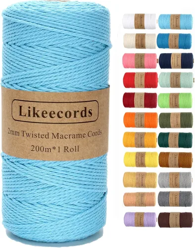 Miniatura 7 de Cordón de macramé, cuerda de algodón de 0.118 in x 328 pies, cuerda de algodón blanco natural para manualidades, tejer, colgar plantas, decoración