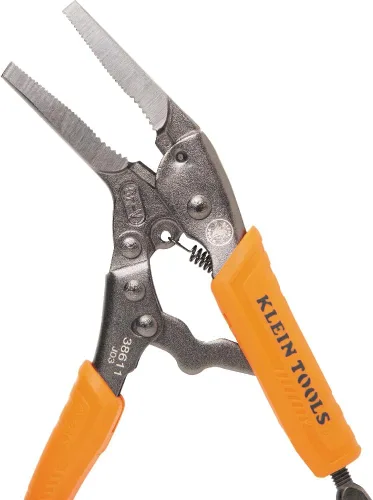 Miniatura 10 de Klein Tools 38663 - Juego de alicates de bloqueo, punta larga de 7 pulgadas y mordaza curvada de 10 pulgadas, alto par de torsión y potencia