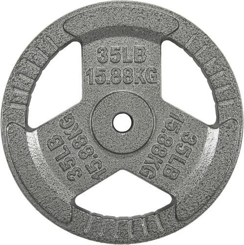 HulkFit Juego de discos de peso de hierro fundido de 1 o 2 pulgadas con asas de agarre múltiple y revestimiento de esmalte para barras y
