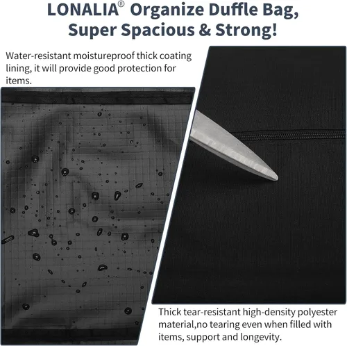 Miniatura 6 de Bolsa de lona grande de 36 pulgadas para viajes, bolsa de lona extra grande resistente de 100 litros con 2 asas laterales, bolsa de almacenamiento