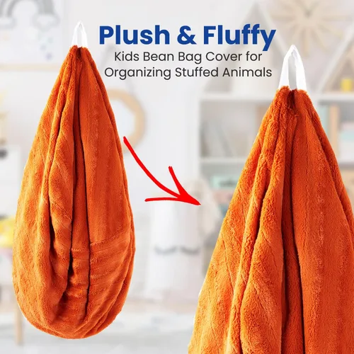 Miniatura 4 de Cheer Collection Puf de almacenamiento de animales de peluche, organizador de almacenamiento de juguetes para niños y puf con asa, bolsa de piel