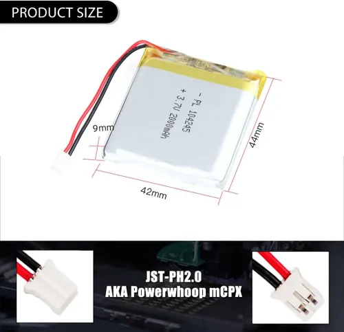 Miniatura 2 de 3.7V 104245 2000mAh Paquete de Baterías de Polímero de Iones de Litio Recargables Lipo con Conector PH2.0mm JST