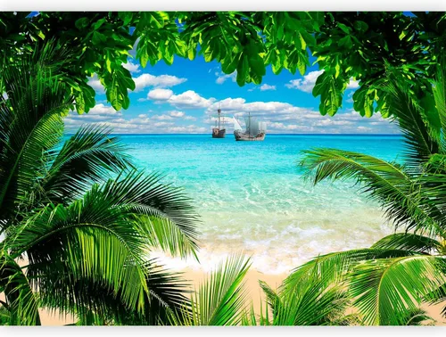 Miniatura 9 de artgeist Mural de pared prémium Isla tropical, 79 x 55 pulgadas, papel tapiz no tejido, decoración de pared de forro polar, impresión fotográfica