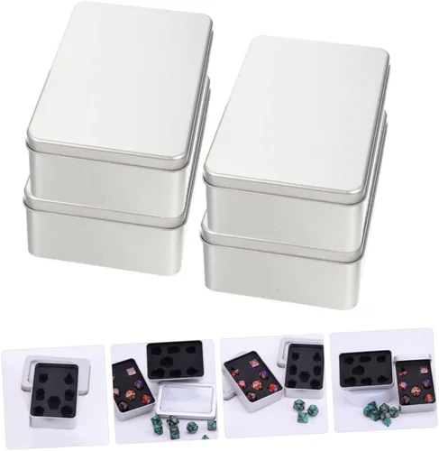 Miniatura 9 de TOYANDONA Caja de almacenamiento de dados de 8 piezas, mini contenedores con tapa, caja de dados de metal, soportes de metal, caja organizadora