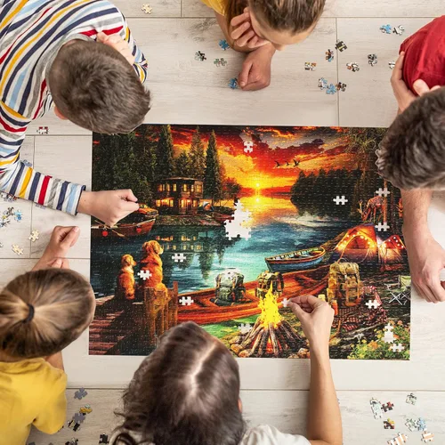 Miniatura 3 de Rompecabezas para Adultos de 1000 Piezas, Hermoso Rompecabezas Detallado de Pueblo Pesquero para Relajante Decoración del Hogar Nocturno, 20 x 27