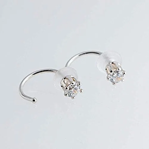 Miniatura 3 de Aretes de plata de ley para mujeres y niñas, hipoalergénicos para cartílago