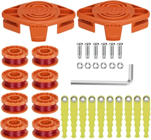 Miniatura 17 de THTEN WA0010 WA0004 - Carrete de repuesto de cabeza de cuchillas de recortadora de 10 pies y 0.065 pulgadas, compatible con Worx WG180, WG175