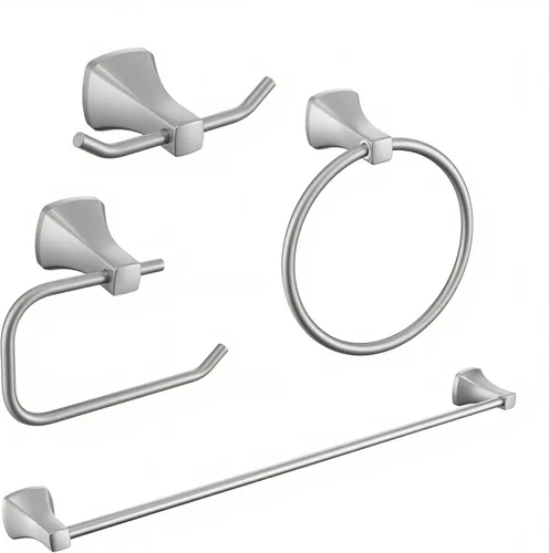 Miniatura 9 de Juego de Herrajes de Baño Dorado Cepillado y Negro, Kit de Accesorios de Baño Negro y Dorado de 4 Piezas de Acero Inoxidable Barra de Toalla de 23.6