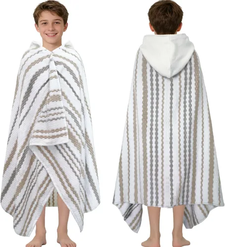 Miniatura 47 de VOOVA & MOVAS Poncho de Toalla de Baño Gruesa con Capucha para Niños (4-8 Años) - Bata de Toalla de Natación de Algodón Turco Suave y Absorbente