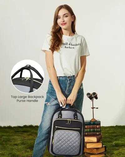 Miniatura 6 de LOVEVOOK Mochila para computadora portátil para mujer, mochila para trabajo de viaje, bolsa de computadora para enfermera, profesora, bolsa