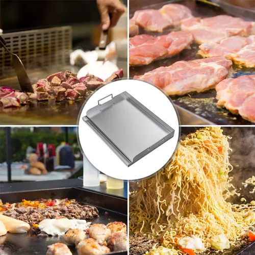 Miniatura 7 de Skyflame Plancha Universal de Acero Inoxidable con Placa Plana Superior con Refuerzo de Calentamiento Uniforme para Parrillas de Carbón/Gas BBQ