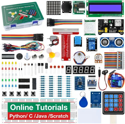 LAFVIN Super Starter Kit para Raspberry Pi 5/4/4B/3B/3B+, Python C Java Scratch, con kit de tutorial para principiantes