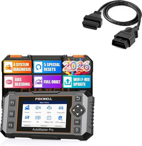 FOXWELL NT614 Elite OBD2 escáner con 5 reinicios ABS sangrado/calibración SAS/aceite/EPB/acelerador + OBD2 OBD II 16 pines macho a hembra extensión