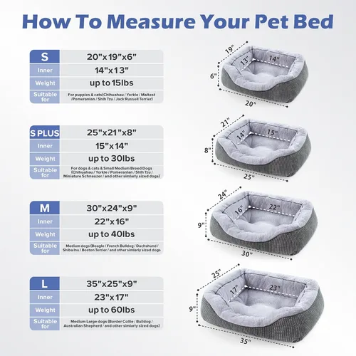 Miniatura 5 de INVENHO Cama para perros pequeños para perros pequeños, camas para gatos de interior, lavable, cama ortopédica para perros, cama cálida suave y Gris
