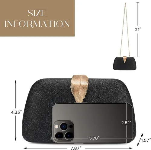 Miniatura 7 de Bolsos de mano con purpurina de SWEETV CHUNLI para mujer, elegante bolso de noche para fiestas, bodas y eventos formales