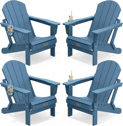 Miniatura 96 de SERWALL - Silla plegable Adirondack para patio, jardín, exterior, resistente a la intemperie, sillas para hoguera, color naranja
