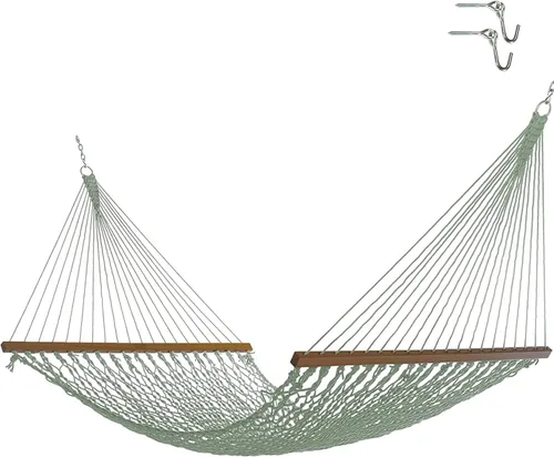Miniatura 10 de Nags Head Hammocks First Mate - Hamaca de cuerda DuraCord azul marino, 12 pies x 50 pulgadas, capacidad de 450 libras, barra esparcidora Cumaru