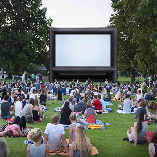 Miniatura 2 de GYUEM - Pantalla de proyector de 22 pies, pantallas de película inflables para teatro al aire libre y en interiores, incluye cuerdas, soplador