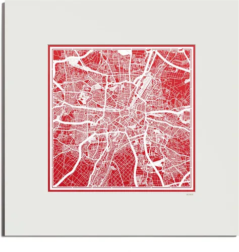 Miniatura 125 de O3 Design Studio Mapa de corte de papel Madrid negro mate de 20 x 20 pulgadas