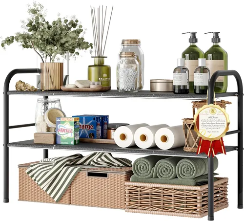 Miniatura 8 de NETEL Organizadores y almacenamiento para debajo del fregadero, organizador de armario de cocina, 2 niveles para debajo del fregadero estantes