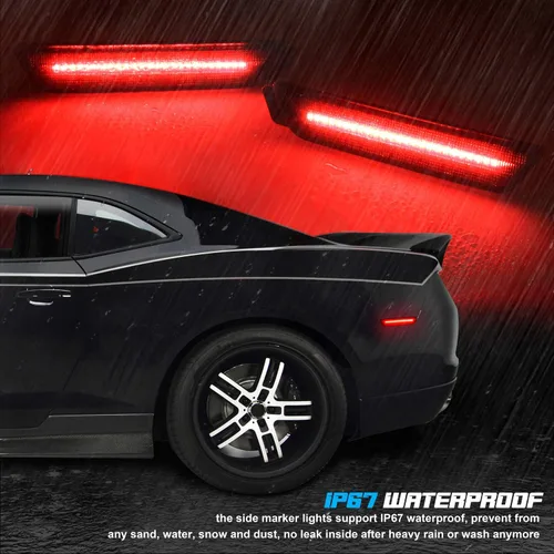 Miniatura 5 de Luces LED de marcador lateral con lente ahumada para parachoques trasero, lámparas de reflectores laterales compatibles con 2010 a 2015 Camaro rojo