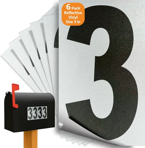 Miniatura 55 de iSYFIX Calcomanías de vinilo negro número 0 (Zero) – Paquete de 6 calcomanías de 1.5 pulgadas – Calcomanías de alta calidad, fondo reflectante