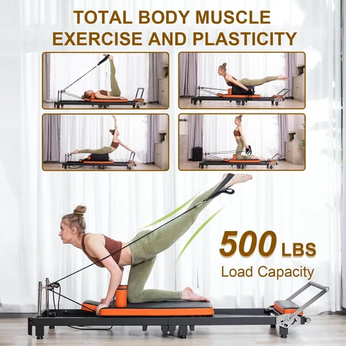 Miniatura 3 de Reformador de pilates, máquina de pilates plegable para uso doméstico y entrenamiento de gimnasio, adecuado para usuarios avanzados y principiantes