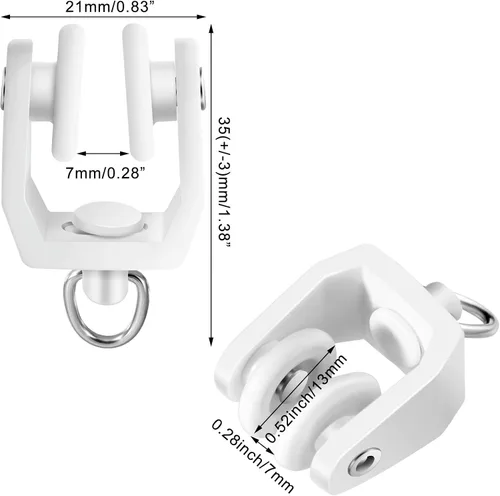 Miniatura 3 de Jetec 200 rodillos de cortina de techo a granel, ganchos flexibles y flexibles, deslizadores de plástico blanco de 0.433 in para cortinas