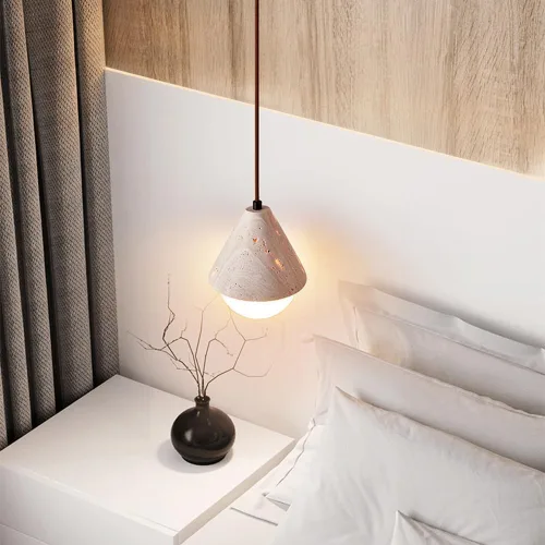 Miniatura 2 de Lámpara colgante de travertino amarillo contemporánea, lámpara de techo ajustable con pantalla de vidrio blanco leche, lámpara de techo ajustable