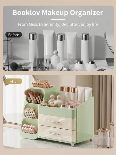 Miniatura 7 de Organizador de maquillaje con cajones para tocador, espacioso estuche de exhibición de cosméticos, solución de almacenamiento perfecta para tus