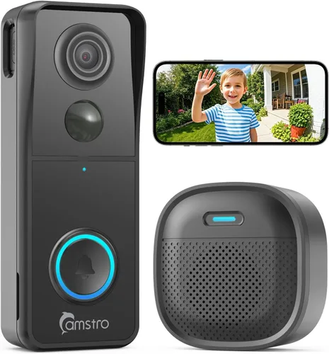 Timbre con cámara de video inalámbrico, timbre de video 3K con timbre, seguridad WiFi 2.4G para exteriores, detección humana, audio de 2 vías,