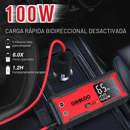 Miniatura 3 de GOOLOO GT4000S - Arrancador de batería para automóvil de 12 V, 4000 amperios, carga rápida bidireccional de 100 W, para motores diésel de 2.6