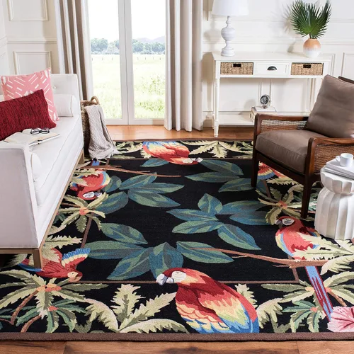 Miniatura 12 de SAFAVIEH Chelsea Collection - Alfombra decorativa de 1 pies 8 pulgadas x 2 pies 6 pulgadas, color negro, lana de campo francesa enganchada a mano