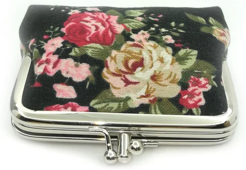 Miniatura 4 de Monedero con adorable diseño floral y hebilla bolso vintage de cierre suave