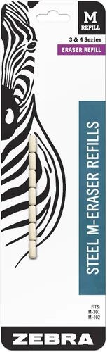 Miniatura 8 de Zebra Pen, STEEL M-301 - Lápices mecánicos, punta fina de 0.020 in, mina recargable, barril de acero inoxidable, borrador integrado, clip duradero