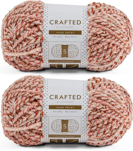 Miniatura 10 de Crafted By Catherine Cozy Twist Yarn - Paquete de 2 (345 yardas cada madeja), beige multicolor, calibre 5 voluminoso
