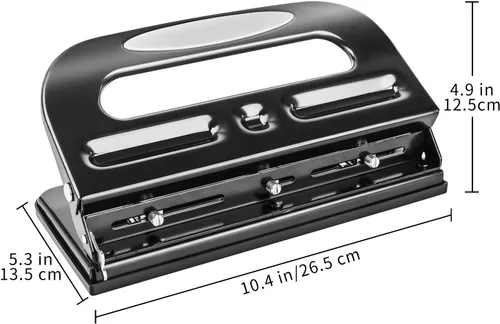 Miniatura 6 de Amazon Basics Perforadora de 2/3 agujeros, semiajustable, capacidad de 30 hojas, color negro