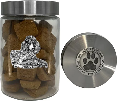 Miniatura 39 de Heritage Pewter Basset Hound Good Dog Treat Jar – Tarro de golosinas de 34 onzas con tapa hermética a rosca Regalo para propietarios de Basset