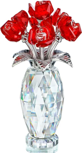 Miniatura 14 de H&D HYALINE & DORA Peso de papel de rosa de cristal azul, regalos de flores de vidrio para mujeres, niñas, esposas, ramo de flores de cristal Azul 2