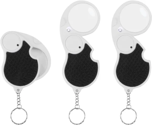 Miniatura 9 de Rongon Mini lupa de bolsillo con luz, 5 llaveros para joyeros, lupa antideslizante de mano para leer monedas, pasatiempos, viajes, 1.693 in