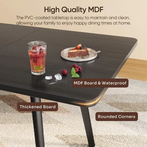 Miniatura 3 de Ahomly Juego de mesa de comedor extensible de 7 piezas con 6 sillas acolchadas, juego de mesa de comedor de 63 pulgadas para 4-6, juego de mesa